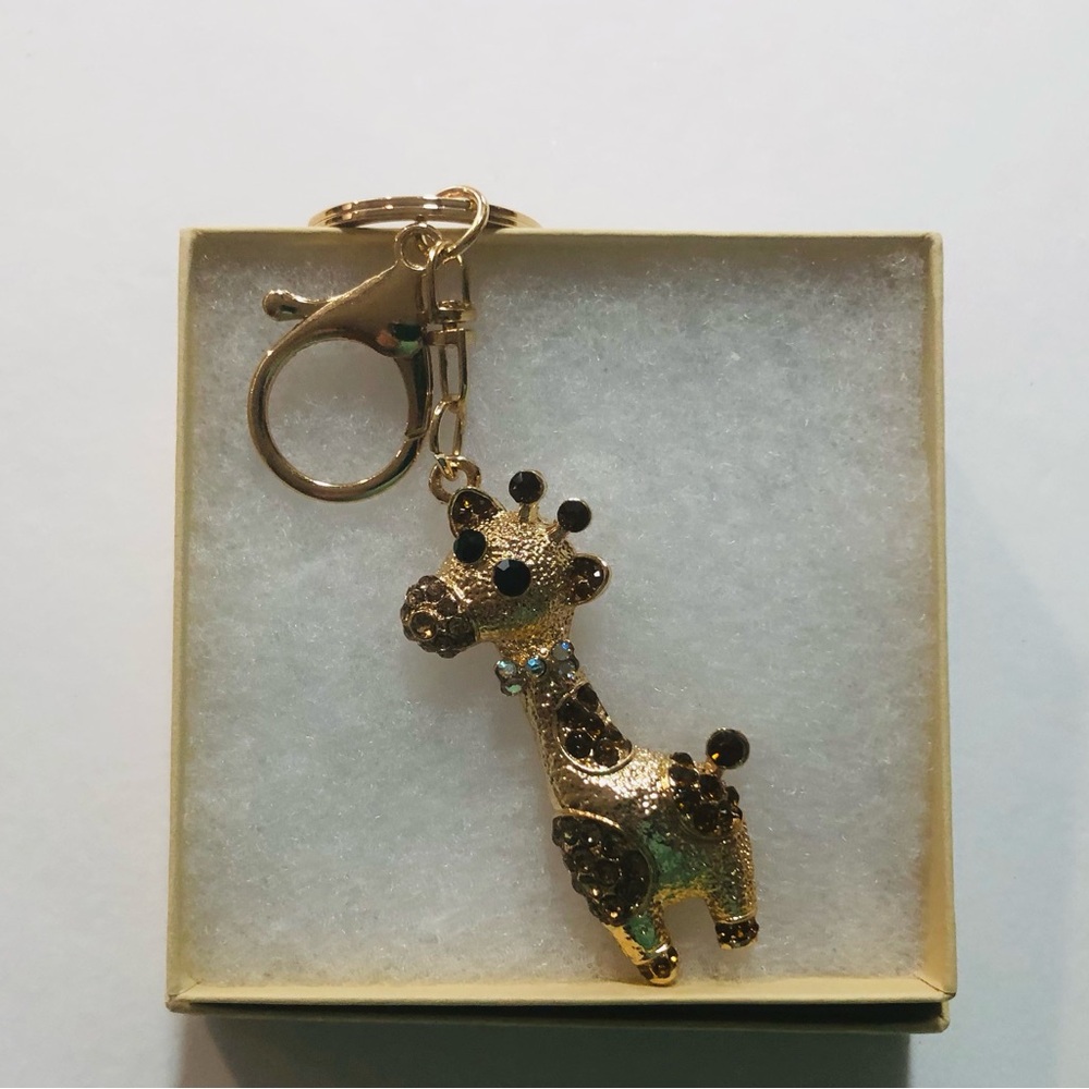 New Gold Giraffe Crystal Keychain/Purse Charm